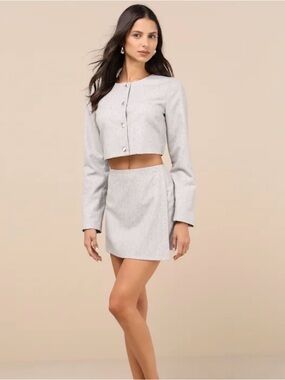 Lulus Preppy Pursuit Heather Grey Two-Piece Mini Dress XS